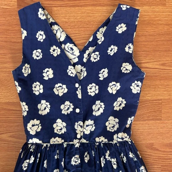1950’s Monterey Models Navy Dress with White Roses and Button Back size XS VGUC - Picture 10 of 12